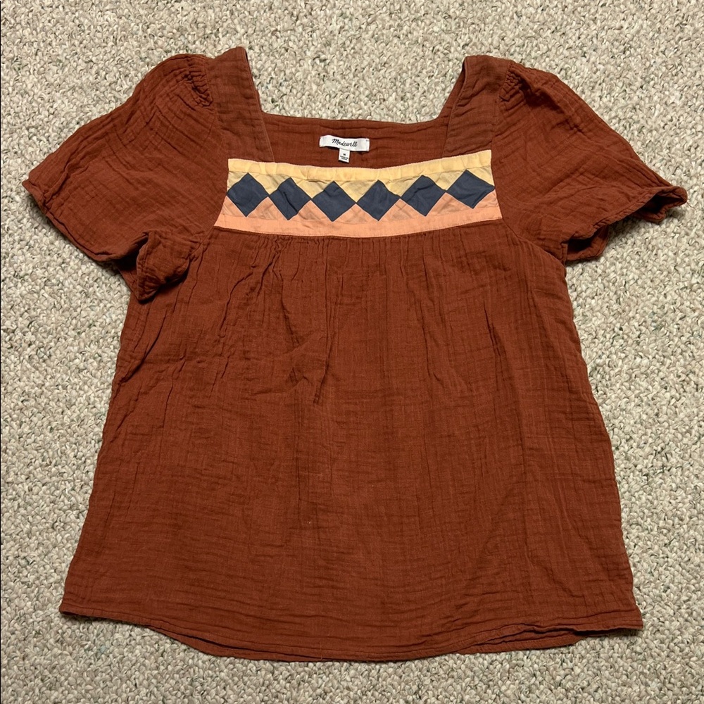 Madewell Patchwork Square-Neck Top Medium - image 3